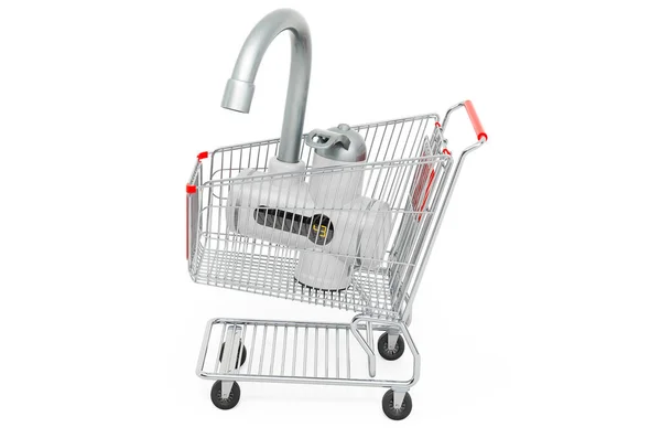 Carrello Con Scaldabagno Elettrico Istantaneo Rendering Isolato Sfondo Bianco — Foto Stock