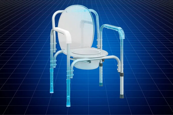 Visualization Cad Model Handicap Portable Toilet Chair Blueprint Rendering — Stock Photo, Image