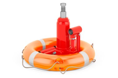 Hidrolik şişe krikosunun onarımı ve servisi, beyaz arka planda 3 boyutlu görüntüleme