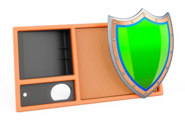 Kalkanlı hava filtresi, beyaz arkaplanda 3 boyutlu görüntüleme