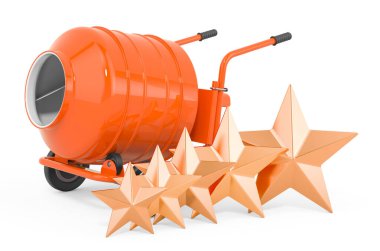 Çimento karıştırıcısının müşteri derecesi. Beyaz arkaplanda 3B görüntüleme izole edildi