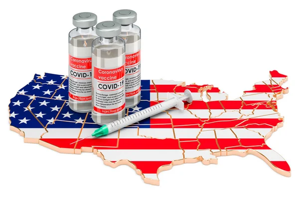 Vaccine Syringe United States Map Vaccination Usa Concept Rendering Isolated — Foto Stock