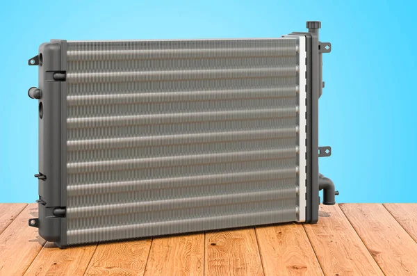 Car Radiator Wooden Planks Rendering — Stock Photo, Image