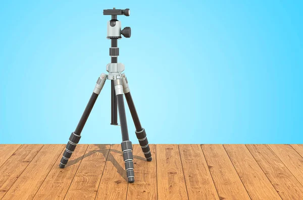 Stativ Für Kamera Oder Camcorder Auf Den Holzplanken Rendering — Stockfoto