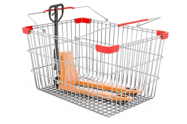 Shopping Basket Pallet Jack Rendering Isolated White Background — Stock Photo, Image