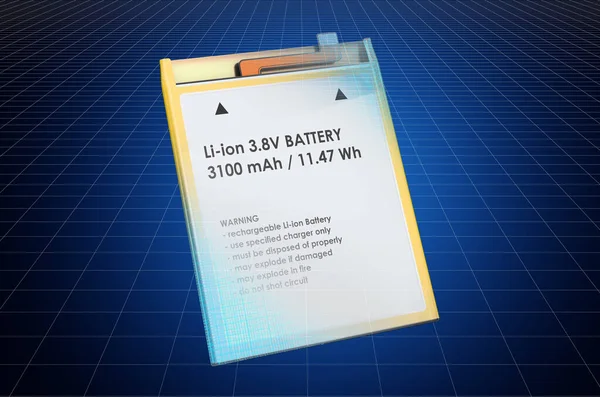Visualização Modelo Cad Bateria Telefone Celular Plano Renderização — Fotografia de Stock
