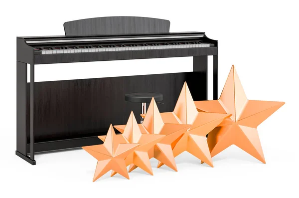 Valutazione Del Concetto Pianoforte Digitale Tasti Pianoforte Con Cinque Stelle — Foto Stock