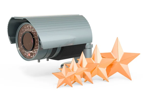Rating Security Surveillance Camera Concept Security Surveillance Camera Five Golden — Stock Photo, Image