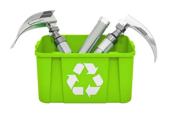 Recycling Mülleimer Mit Kehlkopfspiegeln Rendering Isoliert Auf Weißem Hintergrund — Stockfoto