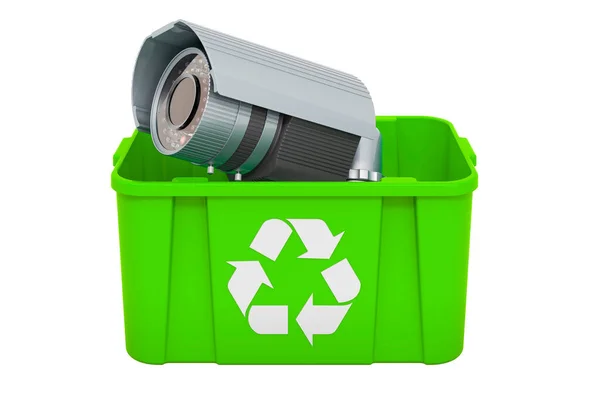 Recycling Mülleimer Mit Überwachungskamera Rendering — Stockfoto