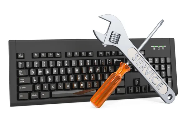 Service Und Reparatur Von Computer Tastatur Rendering Isoliert Auf Weißem — Stockfoto