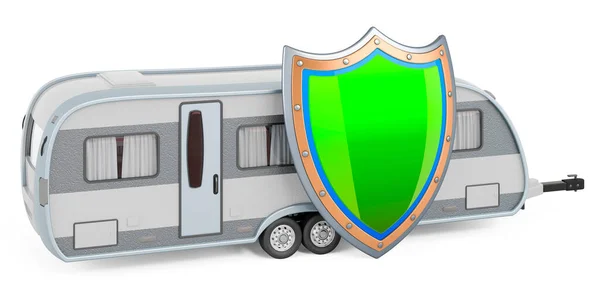 Travel Trailer Shield Rendering Isolated White Background — Stock Photo, Image