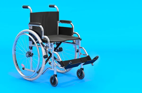 Wózek Inwalidzki Niebieskim Tle Renderowanie — Zdjęcie stockowe