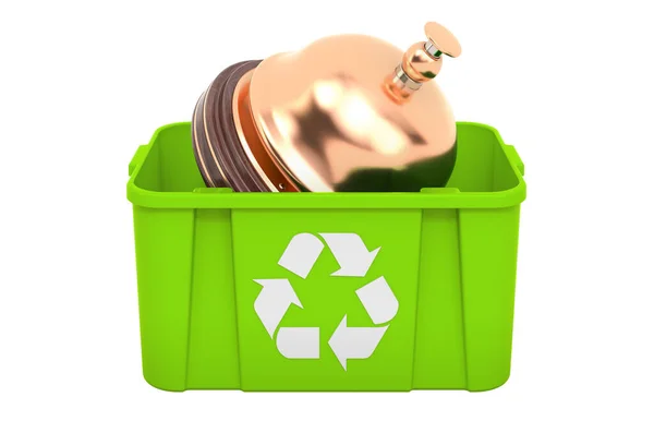 Recycling Mülleimer Mit Empfangsglocke Rendering Isoliert Auf Weißem Hintergrund — Stockfoto