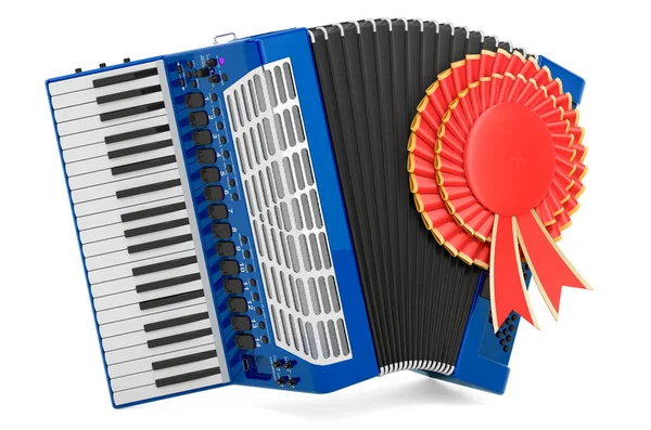 Piano Accordeon Met Beste Keuze Badge Weergave Geïsoleerd Witte Achtergrond — Stockfoto