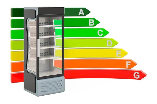 Glass Single Door Display Chiller Beverage Energy Efficiency Chart Rendering — Stock Photo, Image