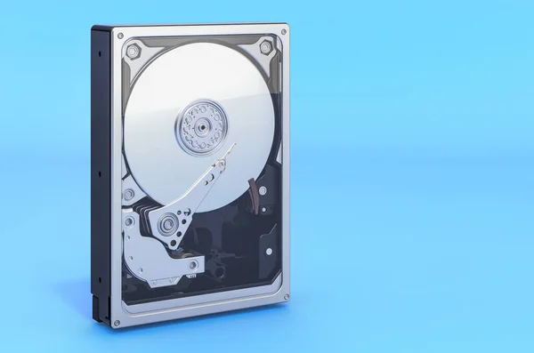 Mavi Arkaplanda Hdd Disk Sürücüsü Görüntüleme — Stok fotoğraf