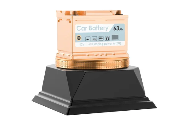 Auto Batteria Concetto Premio Oro Rendering Isolato Sfondo Bianco — Foto Stock