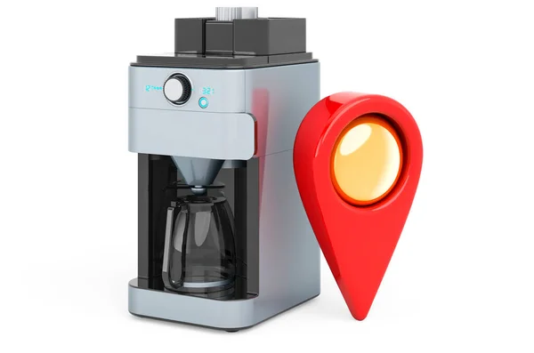 Map Pointer Coffee Machine Rendering Isolated White Background — Stock Photo, Image