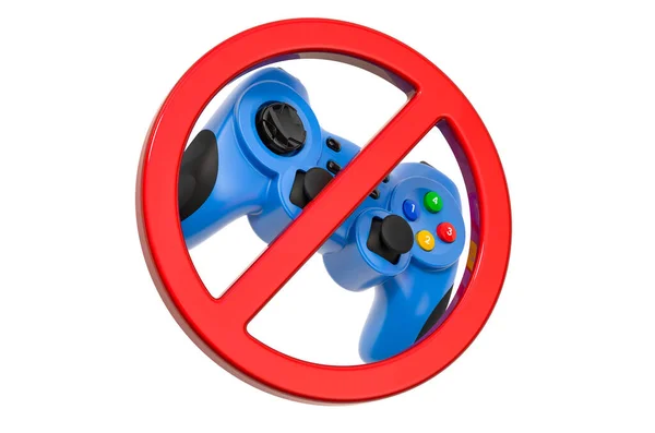 Znak Zakazu Gamepadem Rendering Izolowany Białym Tle — Zdjęcie stockowe