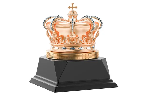 Golden Crown Award Concept Rendering Isolated White Background — Stock Photo, Image