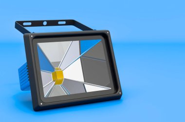 Mavi arkaplanda LED spot ışığı, 3B görüntüleme