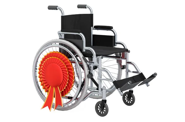手动轮椅与最佳选择徽章 3D渲染隔离的白色背景 — 图库照片