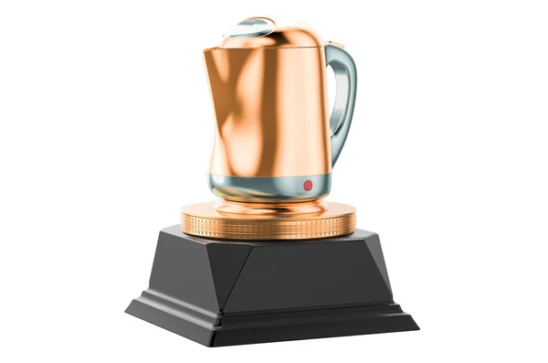 Концепція Електричного Чайника Золота Нагорода Візуалізація Ізольована Білому Тлі — стокове фото
