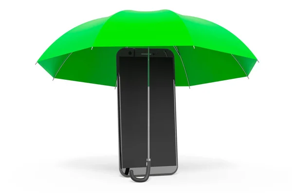 Smartphone Phone Umbrella Rendering Isolated White Background — Stock Photo, Image