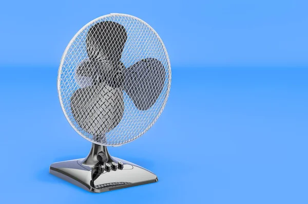 Table Fan on blue background, 3D rendering