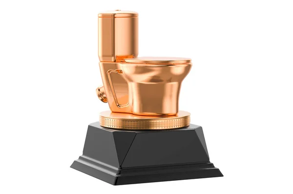 Toilet Bowl Golden Award Concept Rendering Isolated White Background — Zdjęcie stockowe