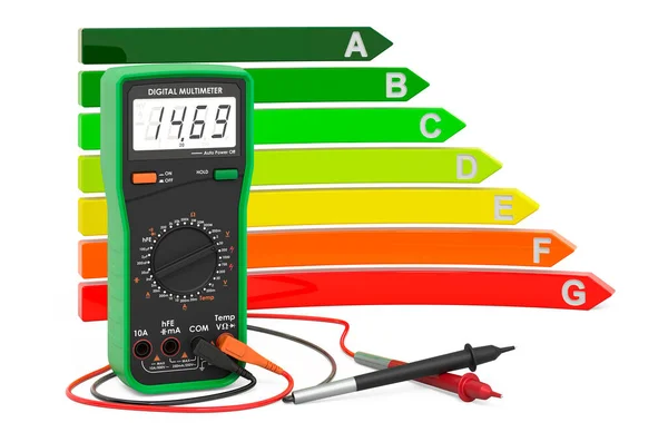 Digital Multimeter Energy Efficiency Chart Rendering Isolated White Background — Stock fotografie