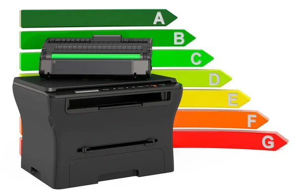 Multifunktionsdrucker Mfp Mit Energieeffizienzdiagramm Rendering Isoliert Auf Weißem Hintergrund — Stockfoto