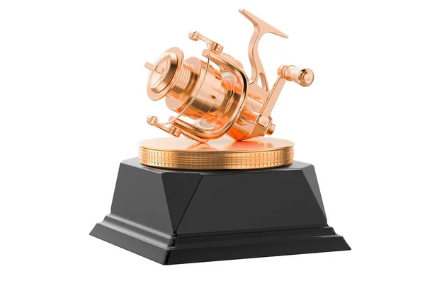 Spinning Reel Golden Award Concept Rendering Isolated White Background — Zdjęcie stockowe