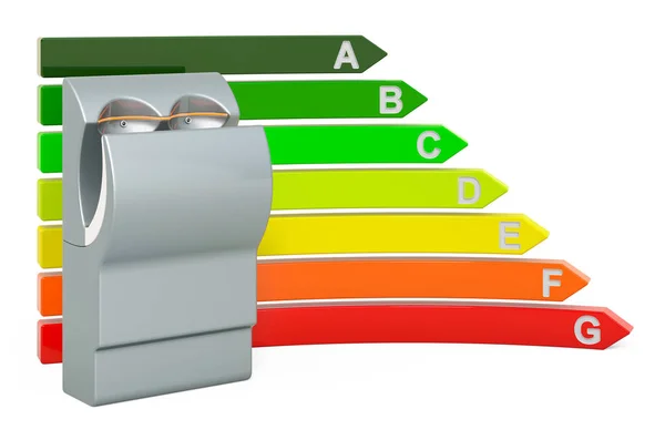 Sèche Mains Avec Tableau Efficacité Énergétique Rendu Isolé Sur Fond — Photo