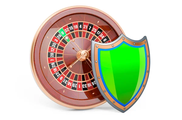 Casino Roulette Shield Rendering Isolated White Background — Photo