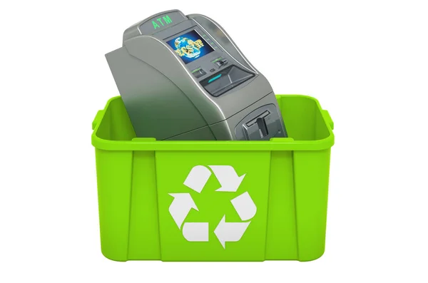 Papelera Reciclaje Con Cajero Automático Renderizado Aislado Sobre Fondo Blanco —  Fotos de Stock