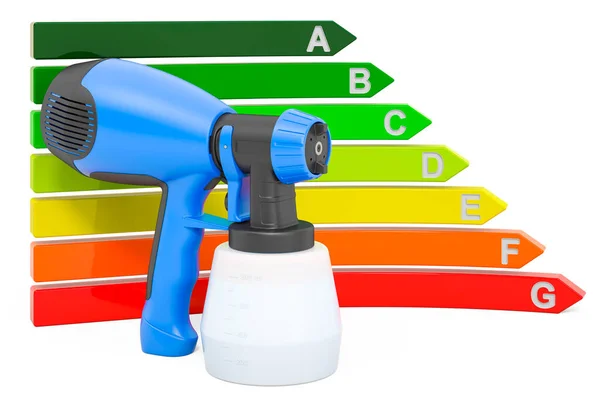 Painting Spray Gun Energy Efficiency Chart Rendering Isolated White Background — Stock Photo, Image