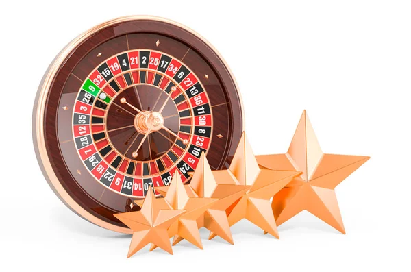 Casino Roulette Mit Fünf Goldenen Sternen Kundenbewertung Des Casinos Rendering — Stockfoto