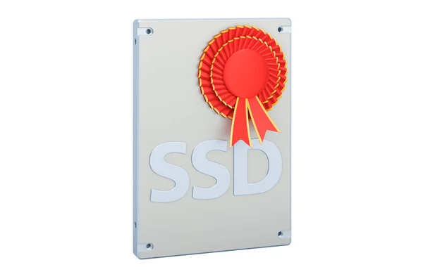Ssd与最佳选择徽章 3D渲染隔离的白色背景 — 图库照片