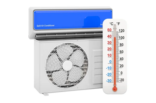 Condizionatore Aria Con Termometro Rendering Isolato Sfondo Bianco — Foto Stock
