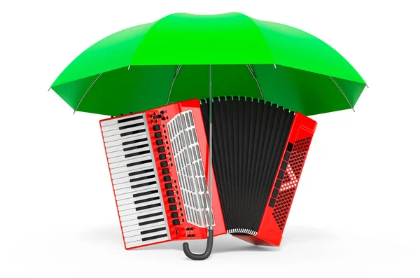Klavírní Harmonika Pod Deštníkem Vykreslování Izolované Bílém Pozadí — Stock fotografie