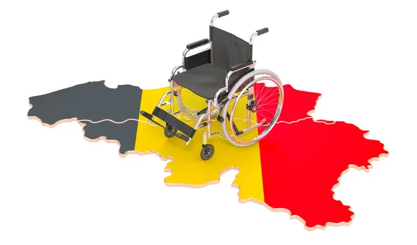 Rullstol Med Belgisk Flagga Funktionshinder Belgien Koncept Rendering Isolerad Vit — Stockfoto