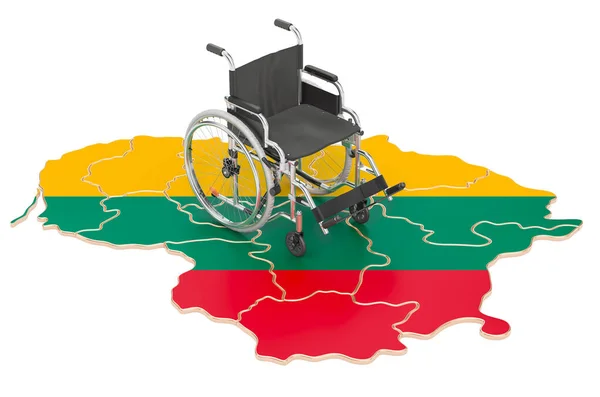 Silla Ruedas Con Bandera Lituana Concepto Discapacidad Lituania Representación Aislada — Foto de Stock