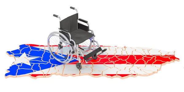 휠체어에 푸에르토리칸 국기를 달았습니다 Disability Puerto Rico Concepts Rendering Isolated — 스톡 사진