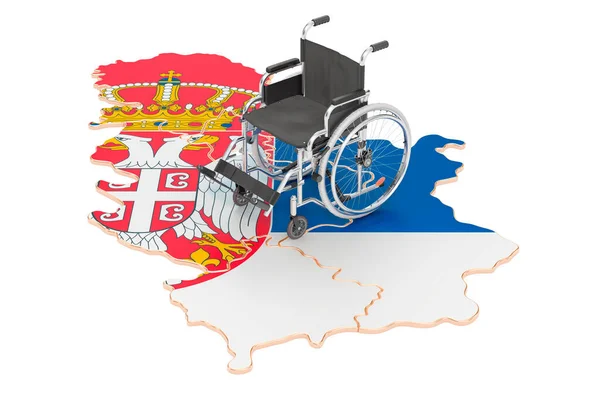 Візок Сербським Прапором Непрацездатність Сербії Рендеринг Ізольований Білому Тлі — стокове фото
