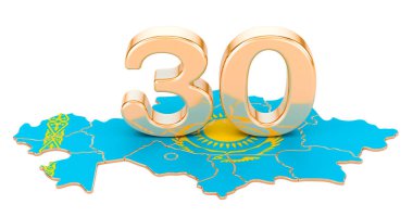 Kazakistan konseptinin 30. yıldönümünü kutlayan 3D görüntüleme beyaz arka planda izole edildi