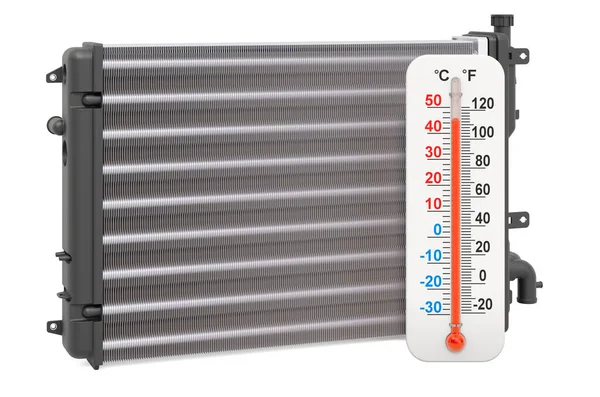Surriscaldamento Concetto Radiatore Auto Radiatore Auto Con Termometro Rendering Isolato — Foto Stock