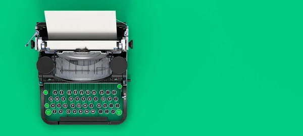 Typewriter Top View Για Πράσινο Φόντο Απόδοση — Φωτογραφία Αρχείου