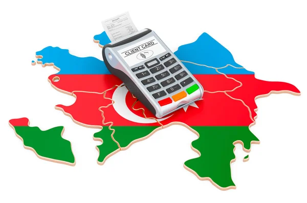 Mapa Azerbaiyano Con Terminal Pos Pagos Sin Efectivo Concepto Azerbaiyán — Foto de Stock